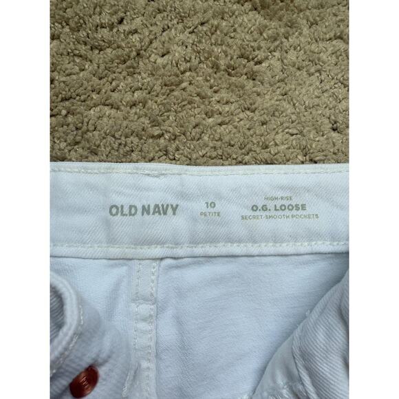 NWT Old Navy Hi Rise OG Loose Secret Smooth Pockets Distressed White Jeans 10 - Picture 7 of 9